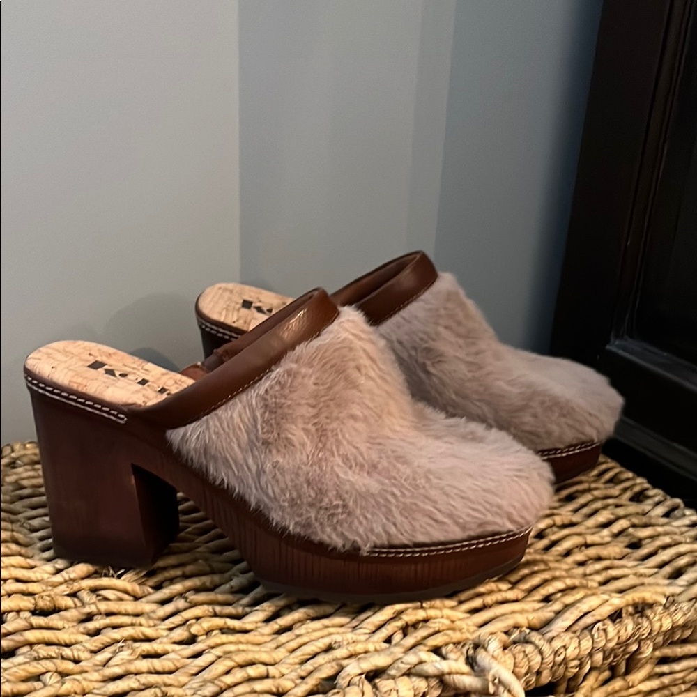 Kork-Ease Brown Mules with Chunky Heel